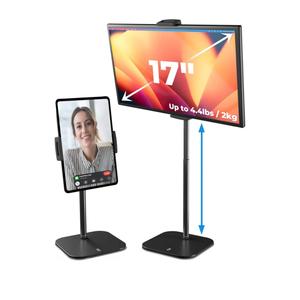 COOPER TabStand, 20" Tall iPad Stand for Desk, Portable Monitor Holder up to 17" Holds 4.4lb, Desktop Tablet Stand, Tablet Mount, Apple iPad Holder for Desk, for Samsung, Kindle, Fire (Night Black)