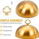 Gold Stainless Steel Food Dome Cover Food Protecting Dome Cover Serving Plate Dish Dome Cake Butter Dessert Cheese Cover for Burgers Restaurant Party (Flower Wreath Bead)