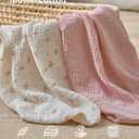 Blissful Diary Muslin Crib Sheets for Girl Boy, Boho Neutral Soft Cotton Baby Sheet for 52''x28'' Standard Crib Mattress, 2 Pack(Pink Floral&Light Pink)