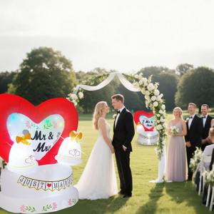 6FT Inflatable Heart Bell Decoration,Valentine's Day Inflatable Decoration,with Built-in Color Flashing Lights, Outdoor Inflatable Decoration for Wedding Celebrations and Proposals