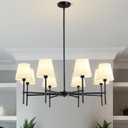 Dining Room Chandeliers Light - Modern Black Chandelier, 8-Light Metal Farmhouse Dining Room Light Fixture, E26 Hanging Pendent Lighting for Kitchen, Living Room, Foyer, Entrance