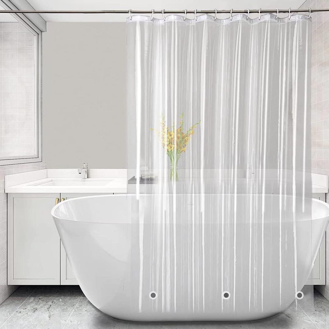 Clear Shower Curtain Liner 76 inches Long with 6 Magnets, PEVA Lightweight Plastic Waterproof Extra Long Shower Liner 72x76 Inch Length for Bathroom