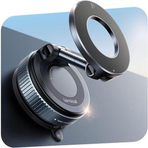 Lamicall Car Phone Holder - [70 LBS Strongest Suction] for Magsafe Car Mount, 360 Adjustable Suction Cup Phone Mount Dashboard Windshield Vacuum Magnetic Phone Holder for Car fit iPhone 17 16 Pro Max (Black)