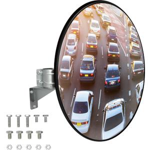 32" Convex Traffic Mirror, Outdoor Driveway Security Mirror, Blind Spot Safety Mirrors with Adjustable Fixing Bracket Mount, Extends View Parking Mirrors for Garage,Corner,Warehouses,Retail Stores