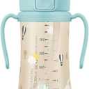 GROSMIMI Flip Top Spill Proof Sippy Cup, PPSU, BPA Free, 10 oz, Stage 2 Straw for Toddlers, 2-pack (Air Balloon & Dinosaur)