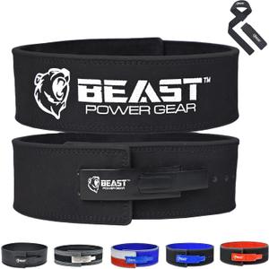Weight Lifting Belt Lever Buckle 10MM 13MM Thick & 4 Inches Free Strap Weightlifting, Powerlifting, Deadlifts, Squats Men Women (Large, Black/Black)