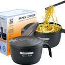 Layron 2 Sets Microwave Ramen Cooker Bowl 45 oz Instant Noodle Bowl with Handles Ramen Noodle Cooker with Spoon Chopsticks Fork Knife College Dorm Room Essentials for Boys Girls (Black, Black)