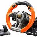 PXN PC Racing Wheel, V3 PRO 180 Degree Universal Usb Car Sim Race Steering Wheel with Pedals for PC, PS3, PS4, Xbox One, Xbox Series X/S, Switch (Orange)