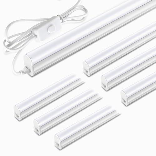 Pak 3FT LED Shop Lights, T5 SE LED Integrated Fixture, 6500K, 16W Linkable Shop Light, Energy Efficient Ceiling and Under Cabinet Lighting for Garage, Workshop, Basement, FCC Certified, 6 Pack