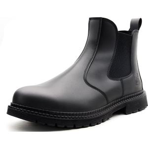 ZERVRTON Steel Toe Work Boots for Men,Slip-on Work Boots,Men's Industrial & Construction Shoes,Waterpoof Safety boots,Non-slip,Comfortable,Lightweight (10.5)