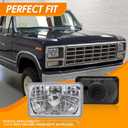 Chrome Crystal Semi-Sealed Headlights 4 x 6 Inch Glass Lens H4 HID LED Halogen High and Low Beam Replacement Kit (Pair)
