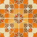IVN 10PCS 12x12 Inch Orange Brown Retro Floral Geometric Design Floor Tiles Peel and Stick Removable Self Adhesive DIY Vinyl Flooring Stickers for Kitchen Bathroom Living Room Entryway Home Decor (Tangerine Petal Grid Tiles)