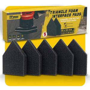 TPmax 5-Pack 9065 mm Foam Interface Pads Hook & Loop Buffer Pads Compatible with Milwaukee M12 Detail Sander Vibration Reduction for Wood, Auto, Boat, Furniture