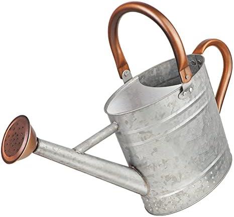 Megawodar 1 Gallon Metal Watering Can with Removable Spout, Nice Galvanized Steel Water Can with Embossed Design for Indoor and Outdoor Plants