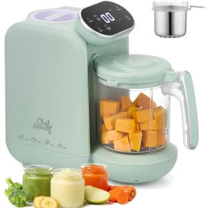 Chefhandy Baby Food Maker with Stainless Steel Steam Basket | 5-in-1 Baby Food Processor, Steamer & Blender for Homemade Baby Food, BPA-Free, 6 Reusable Pouches, Ideal for Newborns & Infants, Green