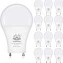 GU24 LED Light Bulb, A19 Shape Bulbs, 9W (60W Equivalent), 5000K Daylight, 800 Lumens, Dimmable 2 Prong Light Bulbs, GU24 Twist Lock Base, ETL Listed(12-Pack)