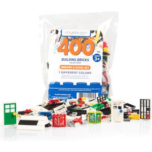 Play Platoon 400 Piece Windows, Doors, and Roof Tops Set - Building Brick Compatible Play Kit