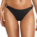Zmart Women O Ring Bikini Bottoms Full Coverage Swimsuit Bottom Low Waist Low Rise Bathing Suit M