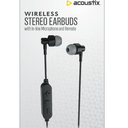 Acoustix Wireless Stereo Earbuds w In-Line Microphone and Remote (Black)