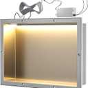 Tile Ready Shower Niche with LED Light, Aluminium Wall Niche Tile Needed, Tileable Prefabricated Niche for Bathroom Renovation (12''x18'') (brushed)