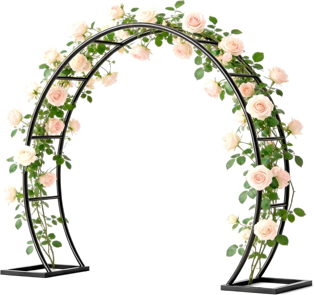 Round Garden Arch Trellis for Climbing Plants Outdoor, Metal Garden Arbor, Decorative Arch Frame for Garden, Events & Parties, Suitable for Backdrop and Balloon Decorations (Round)