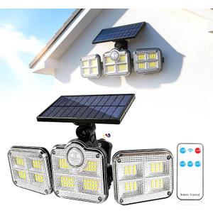Magnetic Solar Lights Outdoor, Motion Sensor Porch RV Light with Remote IP65 Waterproof 122 LED Ultra-Bright Lighting 270° Wide Angle for Yard Garden Patio Camp