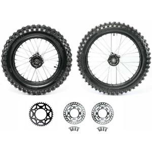 RedCap 70/100-17 + 90/100-14 Wheel Tire Rim and Inner tube with 15mm Bearing Assembly for 110cc 125cc 150cc Dirt Pit Bike Apollo DB27 RFZ XR TaoTao SSR Includes Brake Rotor 428 Sprocket
