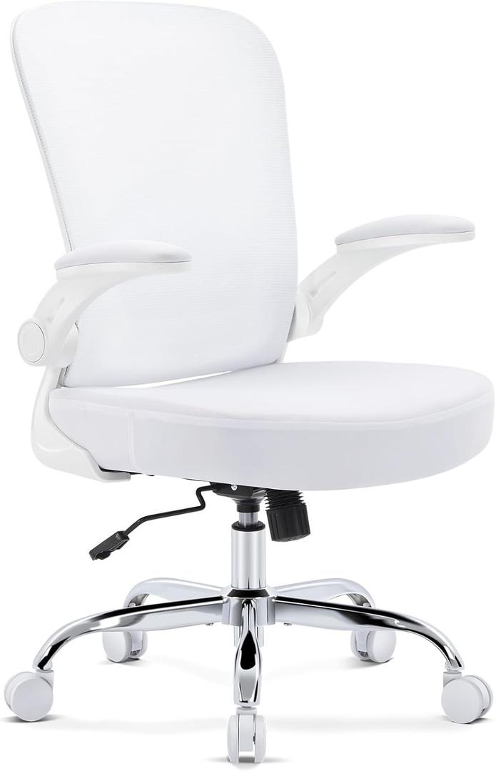 Office Chair,Ergonomic Mesh Desk Chair with Adjustable Lumbar Support,Computer Chair with Flip-up Armrests, Rolling Executive Chairs, Home Office Chair(White)