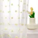 MYSKY HOME 95 Inch Length Long Pom Pom Curtains for Bedroom, Living Room & Sliding Doors - Yellow Sheer, Mustard Backdrop - 52 x 95 in, 2 Panels
