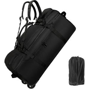 Rolling Duffle Bag with Wheels, 90L 32-inch Large Foldable Travel Duffel Bags Durable Tear-resistant Heavy-duty Luggage Bag (Black)