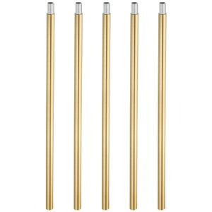 PATIKIL Threaded Extension Rod, 5 Sets 11.8" M10 x 1mm Fine Thread Lamp Pipe with Lamp Pipe Nipples for Pendant Light Island Lighting Chandeliers Stems, Brass Tone