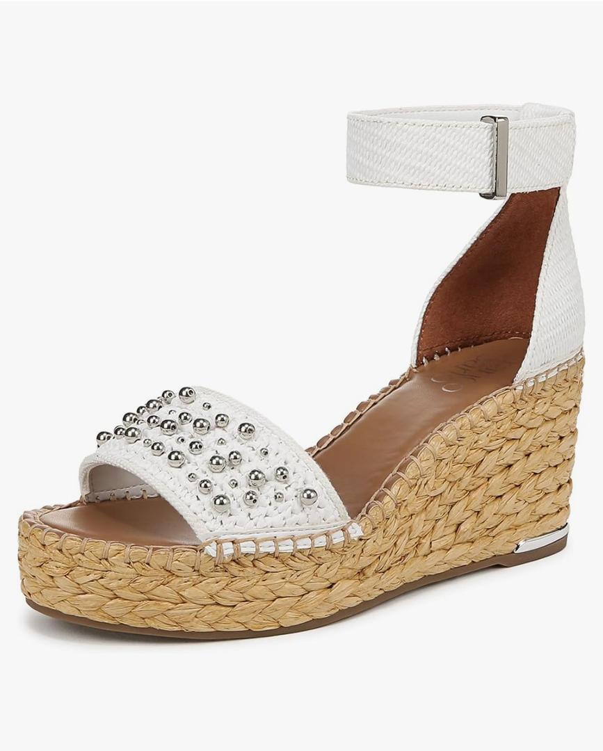 Franco Sarto Womens Clemens Raffia Espadrille Wedge Sandals, 7 1/2