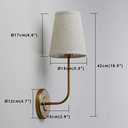 Pathson Set of 2 Vintage Wall Sconces Linen Fabric Shade, Hardwired Bathroom Vanity Lights Brass Finish, Industrial Wall Mounted Fixtures for Bedroom Living Room (Antique Brass)