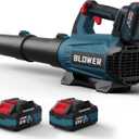 Leaf Blower Cordless - 630CFM/160MPH, 21V Powerful Electric Cordless Leaf Blower with 2 x 4.0Ah Batteries and Charger, Battery Powered Leaf Blowers for Lawn Care, Patio, Yard, Dust, Snow (Blue)