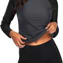 Daci Women Two Piece Rash Guard Long Sleeve Swimsuits UV UPF 50+ Swim Shirt Bathing Suit with Boyshort Bottom (X-Large, Grey Black)