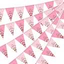 Geyoga 5 Packs 50 ft Western Cowgirl Party Decorations Bandana Pennant Banner Pink Western Triangle Flag Banner Cowgirl Hanging Party Decorations for Yee Haw Country Last Rodeo Birthday Supplies