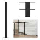 Muzata Black Cable Railing Post 42 Inch 42"x2"x2" Level Drilled Surface Mount T304 Stainless Steel Cable Railing System Kit Indoor Outdoor with Paper User Guide PS02 BH4L