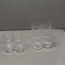 Set of 8 Ribbed Glass Cups with Crystal Base,4 Highball Glasses 18oz & 4 Rocks Drinking Glasses 9oz, Art Deco, for Water, Iced coffee, Cocktail, Juice, Whiskey, Gift