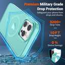 SUPFINE Magnetic for iPhone 14 Pro Max Case (Compatible with MagSafe) (Military Grade Drop Protection) Translucent Matte Shockproof Phone Cover,Blue Green