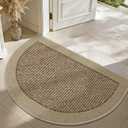 Half Circle Door Mat Indoor Entrance Welcome, Non-Slip Washable Doormat, Trap Dirt and Moisture, Low Profile Mats for Indoor Entry, 24"x36", Beige