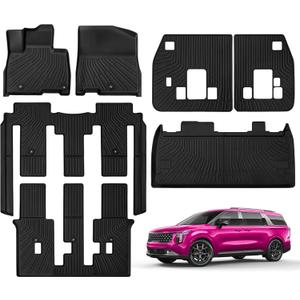 Floor Mats for Kia Carnival Fuel 8 Seater 2022-2024(Not Hybrid) Full Set All Weather Carnival Floor Mats for Kia Carnival Accessories 2024-2022 TPE Back Seat Cover Protector Black Only 3 Pieces
