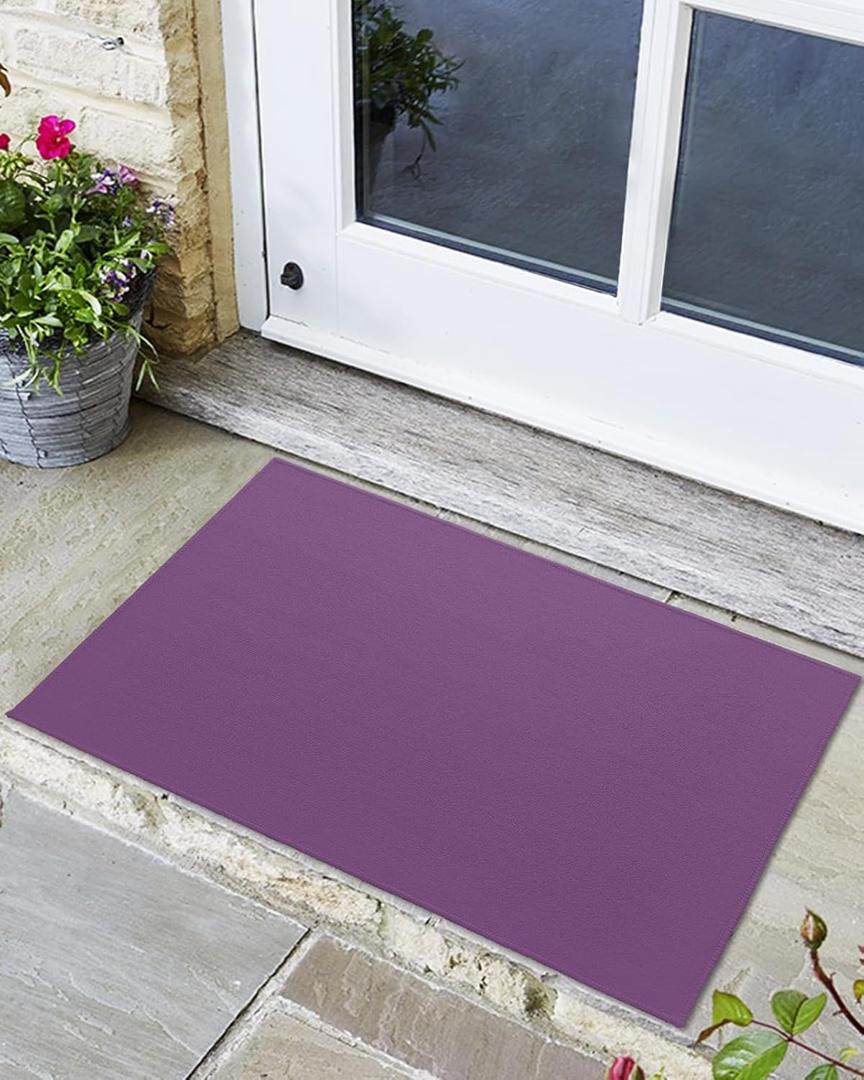 Front Door Mat, Non - Slip Absorbent Door Entry Mats, Doormats Indoor/Outdoor Entrance Small Rugs, Simplicity Solid Color Purple Doormat - Easy to Clean Floor Mats for Home 24x36 Inch