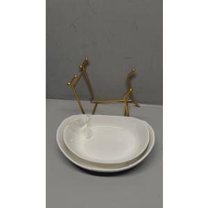 2 Tier Ceramic Fruit Bowl for Kitchen Counter, Tiered Fruit Basket for Countertop, Modern Multi Layer Fruit Display Stand for Party, Cute & Small (Gold&White)