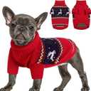 Queenmore Christmas Dog Sweater - Knitted Pullover Turtleneck Outfit, Warm Clothes for Small Dogs Boys or Girls L