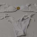 Eomenie Women's Bikini Sets Two Piece Metal Swimsuits V Neck Lace Up Bathing Suits Sexy Wide Strap Tie Back Swimwear (S, White)