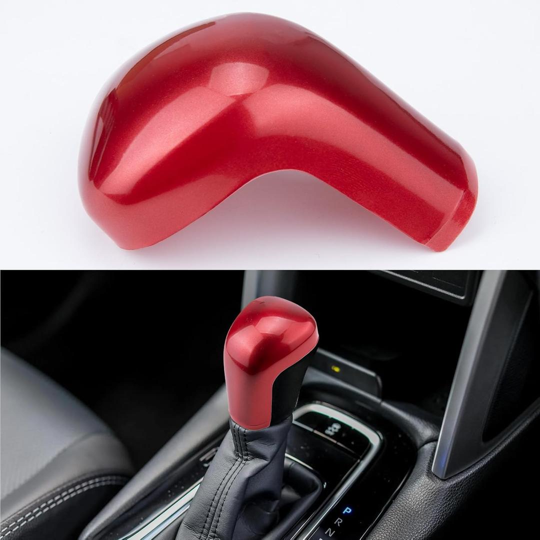 ecocstm Auto Gear Shift Knob Cover Trim Protector Cap, Car Gear Shift Knob Frame Cap Accessories, Compatible with Toyota Camry 2018-2025 Corolla 2019-2024 Avalon 2019-2024, (Red)