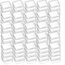 LJY 100 Pieces Square Mini Clear Plastic Storage Containers Box Case with Lids for Small Items and Other Craft Projects (1.77x1.77x0.8 inch, Transparent)