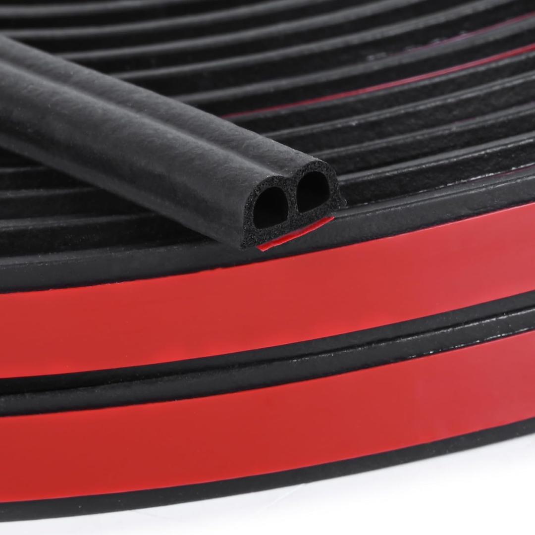 98.4 Feet Universal Self Adhesive Weather Seal Strip, 51/100 x 1/5 Inch Thick, Car Door & Window Weatherstrip with Soundproof Engine Cover