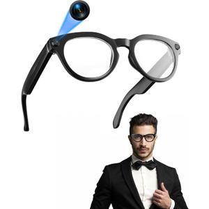 AI Smart Glasses with Camera, 1080P Video Recording, 8MP Camera Glasses, Real Time Translation & Voice Assistant, Open-Ear Bluetooth Audio for Vlogging, Travel and Meetings