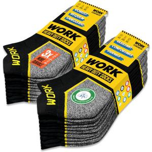 WORK Men's Short Socks Black Ankle Length 10 Pairs (X-Large) WORK Men's Short Socks Black Ankle Length 10 Pairs (X-Large)